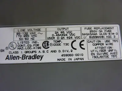USED ALLEN BRADLEY 1746-P1 SER A / 1746-A10 SER A