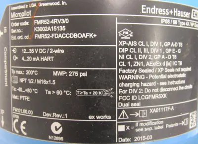 NEW ENDRESS HAUSER FMR52-4RV3/0 LEVEL TRANSMITTER FMR52-FDACCDB0AFK+
