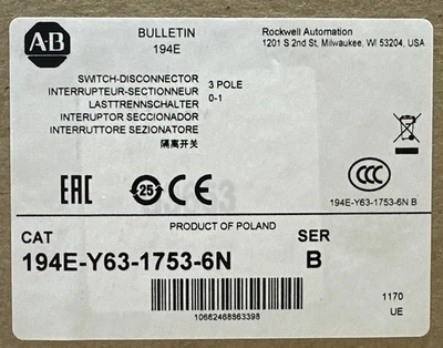 NEW Allen-Bradley 194E-Y63-1753-6N