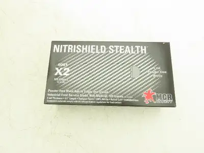 MCR Nitrishield Stealth XXL Black Nitrile Gloves 4 Mil 2XL 100ct Lot of 10