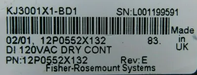 USED FISHER ROSEMOUNT DELTA V 12P0552X132 INPUT MODULE KJ3001X1-BD1 REV E