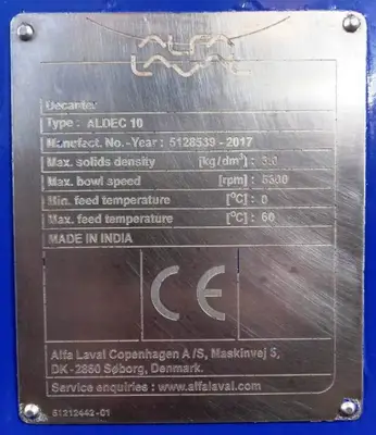 (3) Alfa-Laval ALDEC 10 decanter centrifuges, 316SS.