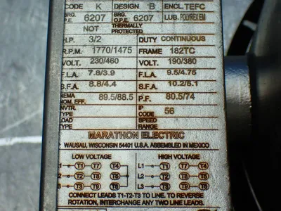 Used MARATHON ELECTRIC TVE182TTWD16026 Motors (misc) Ohio US | HGR 24 #802104