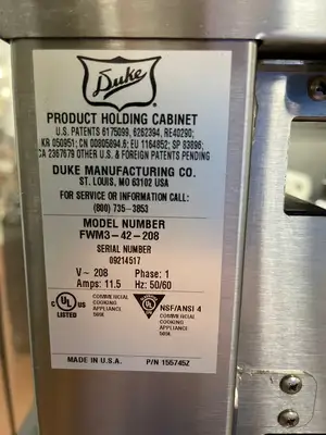 Used Duke Used DUKE FWM3-42 Pass-Through Commercial Food Warmer 208V Hot Food Warming, Holding, & Transport Cabinets Illinois US | Falcon Restaurant Supply #1376379
