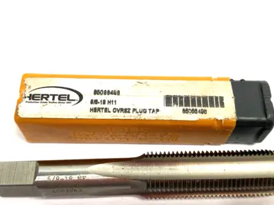USED HERTEL STRAIGHT FLUTE TAP: 5/8-18 UNF, 4 FLUTE, PLUG CHAMFER HSS