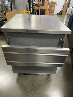Used ColorPoint Used Colorpoint Portable Stainless Steel Gray Work Counter with Foldable Shelf 120V Food Prep Tables Illinois US | Falcon Restaurant Supply #1376226