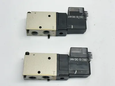 VZ412 | SMC  3-Port Pneumatic Body Ported Solenoid Valve w/ 24VDC Coil LOT OF 2 - Used