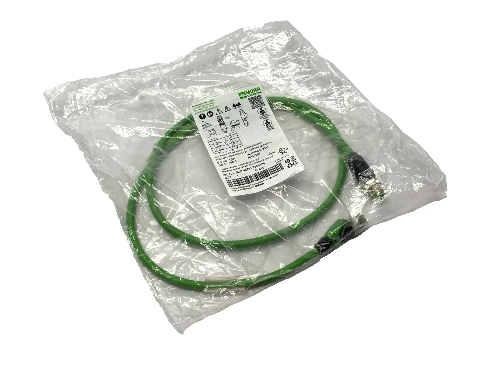 New | in-Stock Murrelektronik Double End Connector Cable M12 RJ45 4-Pole 1m Cable & Wire Michigan US | Maverick Industrial Sales #1463114
