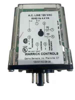 NEW GEMS WARRICK CONTROLS 16MM1A00606 RELAY 16M W/8 PIN OCTAL SOCKET