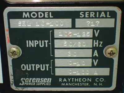 Used SORENSEN SRL10100 DC Power Supplies Ohio US | HGR 24 #941854