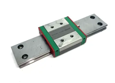 USED HIWIN LINEAR GUIDEWAY BLOCK AND RAIL, 1-BLOCK, 140MM RAIL