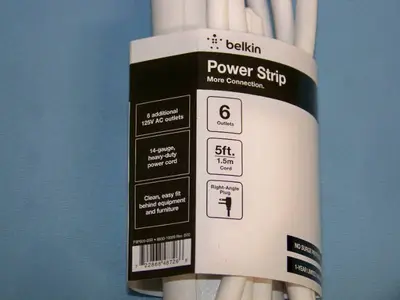 (2) Belkin 6-Outlet Power Strips - White - NEW IN PACKAGING