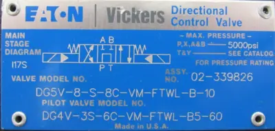 NEW VICKERS 02-339826 SOLENOID VALVE DG5V-8-S-8C-VM-FTWL-B-10 DG4V3S6CVMFTWLB560