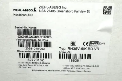 NEW ZIEHL-ABEGG 186261