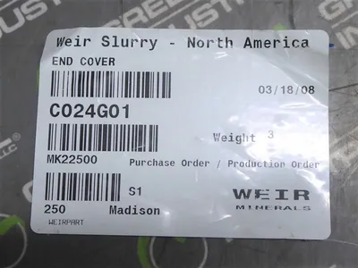 Weir Minerals C024G01 End Cover New