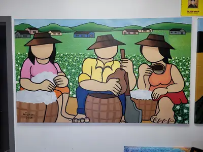 New | in-Stock FalconRestaurantSupply New Walmiru Original Faceless Painting on Canvas - Cotton Pickers 36" x 60" Estate & Personal Property Illinois US | Falcon Restaurant Supply #1376748