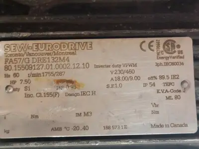 Used SEW-EURODRIVE FA57/G DRE132M4 Motors (misc) British Columbia CA | Lenmark #246794