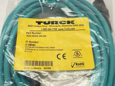 New | in-Stock Turck Industrial Ethernet Cordset M12 4-Pin - RJ45 5m U-08085 Misc Electrical & Power Parts Michigan US | Maverick Industrial Sales #1402952