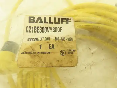 Balluff C21BE300VY300F Connector Cable 3 Pin Right Angle Female to Flying Leads