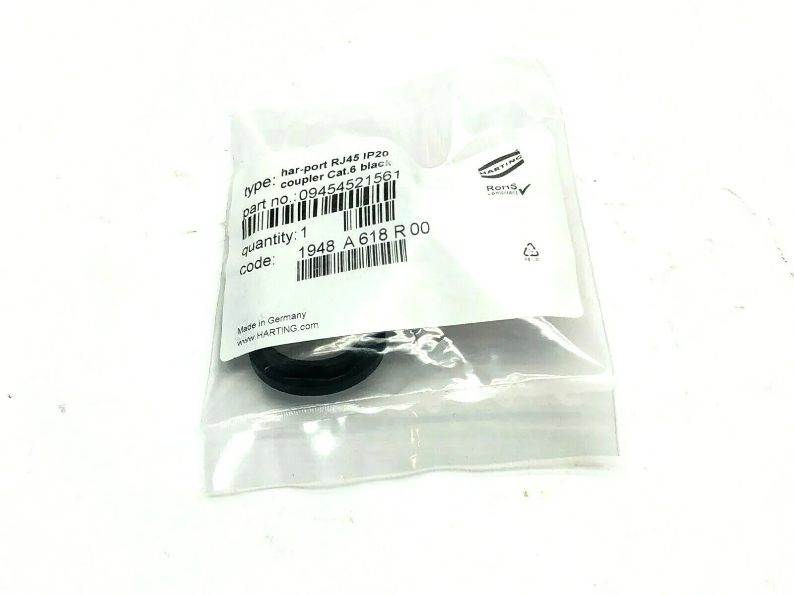 09454521561 | Harting  Har-Port RJ45 Coupler Cat 6 Black - New