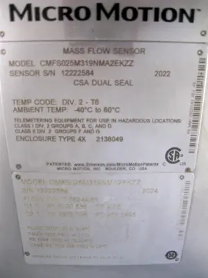 Used Micro Motion CMFS025M319NMA2EKZZ Sensors New Hampshire US | Bitter End Trading #1482151