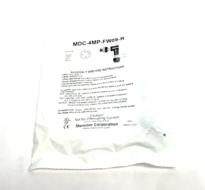 New | in-Stock Mencom Cable Connector M12 Plug, 4 Pole, Male Right Angle, PG 9 Electrical Fittings Michigan US | Maverick Industrial Sales #1393250
