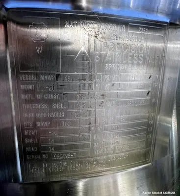 Used Vertical 316L Stainless Steel Board Rated Thaw Vessel