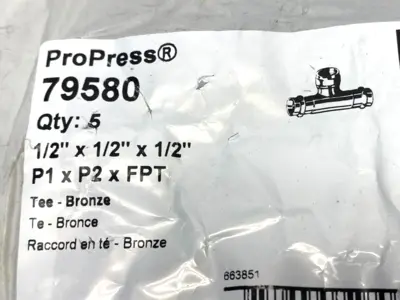 New | in-Stock Viega ProPress Tee, Bronze Press Conn. x FPT 1/2 x 1/2 x 1/2" PACK OF 5 Plumbing Equipment Michigan US | Maverick Industrial Sales #1483254
