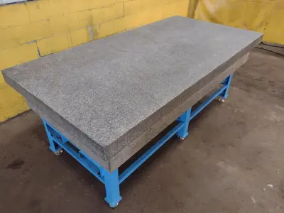 8' X 4' X 14" CHALLENGE PRECISION LAYOUT INSPECTION GRANITE TABLE W/ EDGE LEDGES: STOCK #23812