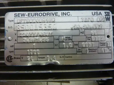 USED SEW EURODRIVE DFT80N4BM1HR