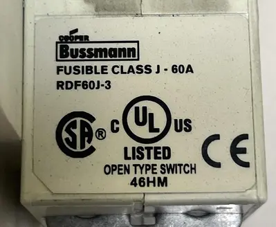 Used BUSSMANN RDF60J-3 Miscellaneous Equipment (Electrical & Power) | Surplus Asset Holdings #1201873