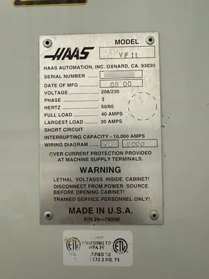 Used 2000 HAAS VF-11 Vertical Machining Centers California US | MachineStation #1360778