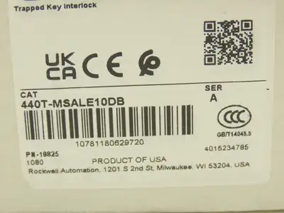 Allen Bradley 440T-MSALE10DB Guardmaster Trapped Key Interlock Switch With Key