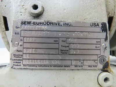 Sew Eurodrive R40DT80N4 AC Gearmotor 3.98:1 Reducer 1HP 427RPM 230/460V 3Ph