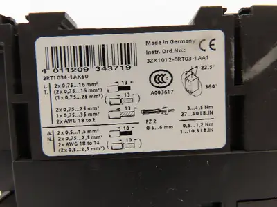 Siemens 3RA1334-8XB30-1AK6 Reversing Contactor 3-Pole 600V 3PH 120V Coil