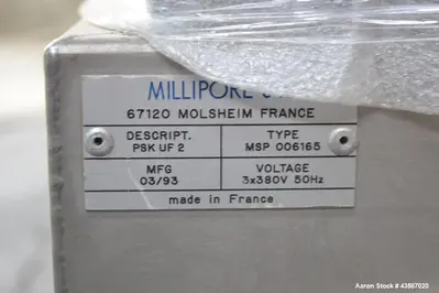 Used MILLIPORE MSP 006165 Water Treatment Equipment Illinois US | Aaron Equipment #86437