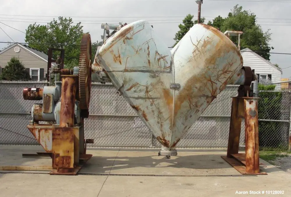Used Patterson-Kelley 100 cu. ft. Twin-Shell Vacuum Dryer | 150 PSI / Full Vacuum | 10 HP Hazardous Duty | 304 SS | Serial #204190