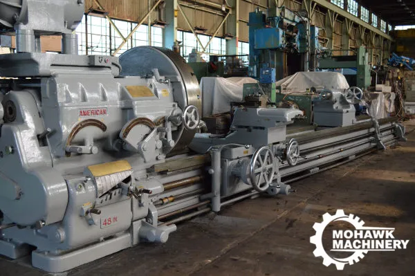 48"/50" X 300" (25') AMERICAN "SUPER-PRODUCTIVE 48" ENGINE LATHE w/48” FACE PLATE - POWER RAPID TRAVERSE - THREADING DIAL