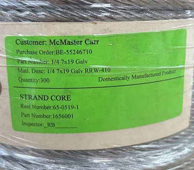 New | in-Stock McMaster Carr 1/4 7x19 Galv Lift Assemblies Indiana US | J&J Industrial Supply #1352408