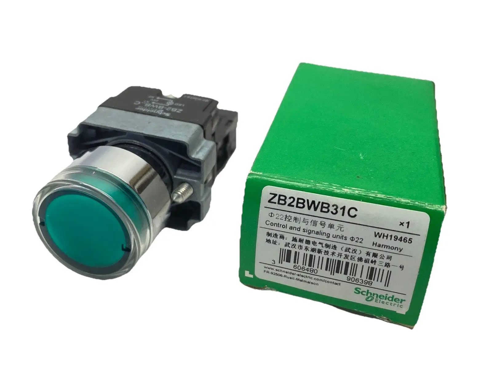 USED SCHNEIDER ELECTRIC METAL SERIES ILLUMINATED PUSHBUTTON GREEN 24V