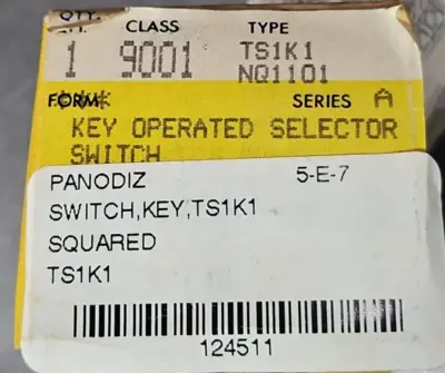 Square d 9001 TS1K1 Key Operated Selector Switch. Loc4E-25