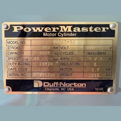 NEW DUFF-NORTON POWERMASTER DGP6T-3J