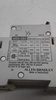 Used ALLEN-BRADLEY ALLEN-BRADLEY 25A G250 1492-CB2 SUPPLEMENTARY PROTECTOR Circuit Breakers | ND Industrial Surplus #1211974