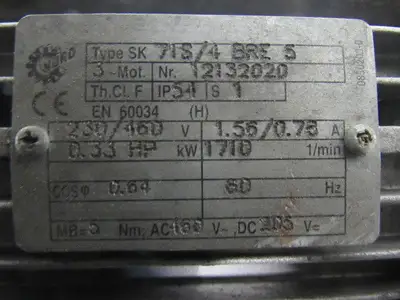 Nord Drive Systems 1282AFB-71S/4 BRE5 46.19:1 Ratio 1/3Hp Gear Speed Reducer