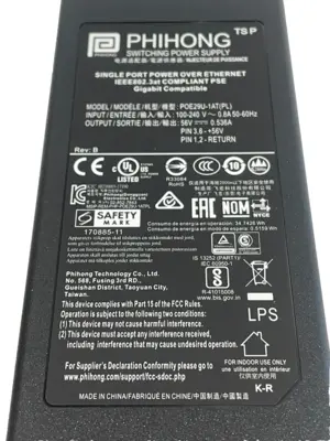 NEW PHIHONG POE29U-1AT(PL) POWER SUPPLY W/185-1080R POWER CABLE POE29U1ATPL