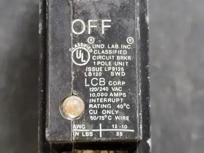 20 Amp, 1 Pole, 120/240 volts Circuit Breaker