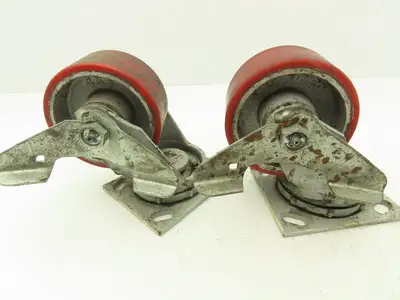 Fairbanks 4" Caster Wheel Poly/Cast (2) Swivel Locking (2) Rigid Lot of 4