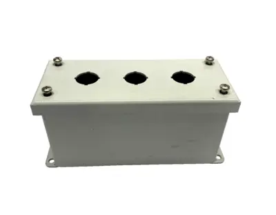 | Wiegmann PBGX3 22mm Pushbutton Enclosure, 3-Button, Steel, Painted Light Gray - Used
