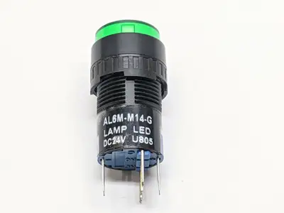 AL6M-M14-R | IDEC AL6M-M14-G Green LED Illuminated Panel Mount Push Button AL6-M 24VDC 16MM - Used