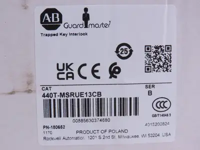 Allen Bradley 440T-MSRUE13CB Guardmaster Trapped Key Interlock Solenoid Release